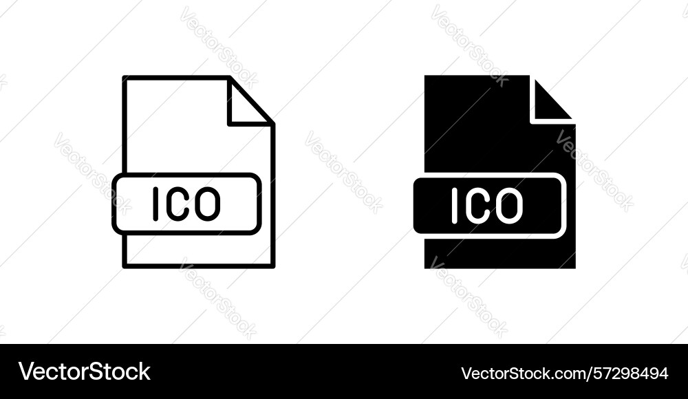 Technical ico file format icon set for documents vector image
