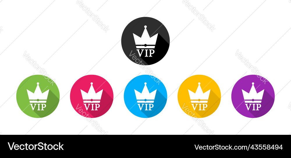 Vip crown icon exclusive card flat king logo Vector Image