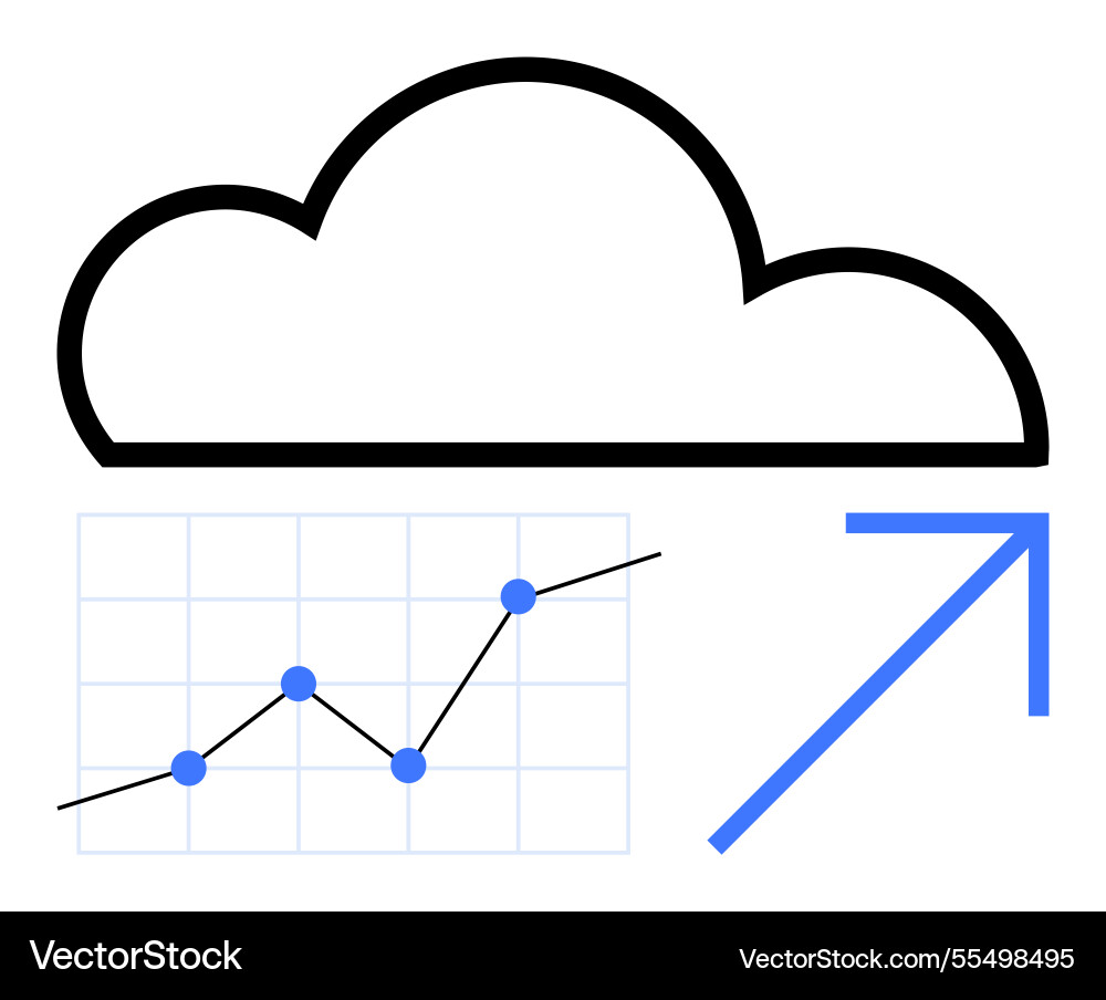 Cloud computing growth with data analytics Cloud computing growth with data analytics vector image