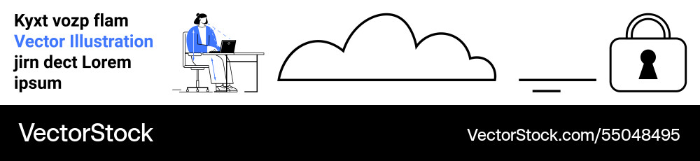 Data security concept with remote worker cloud Data security concept with remote worker cloud Vector Image