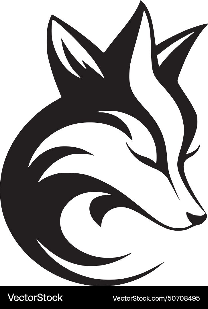 Fox - black and white Royalty Free Vector Image