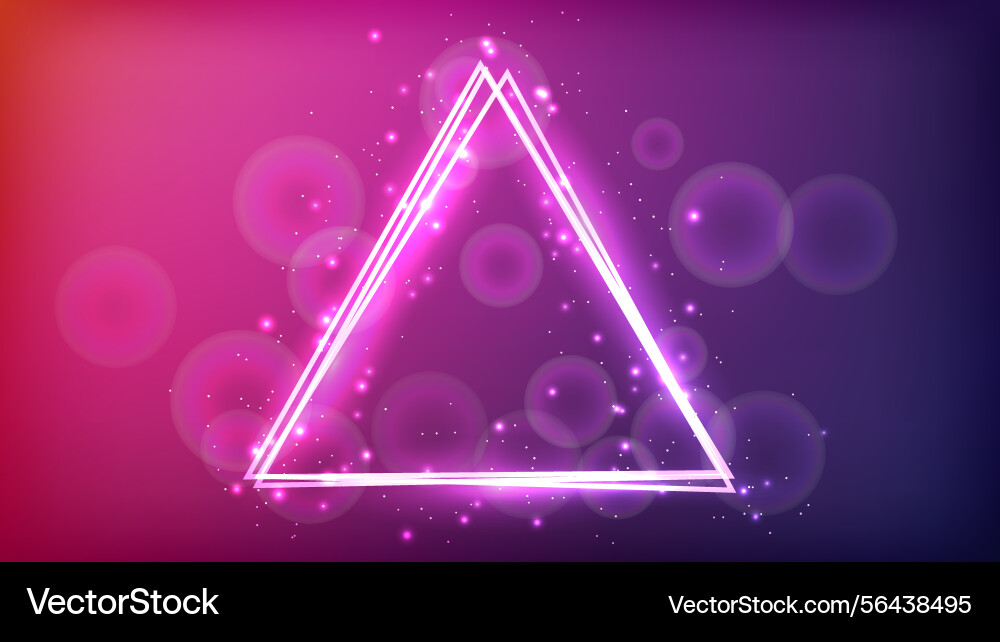 Neon triangular frame with shining effects Neon triangular frame with shining effects vector image