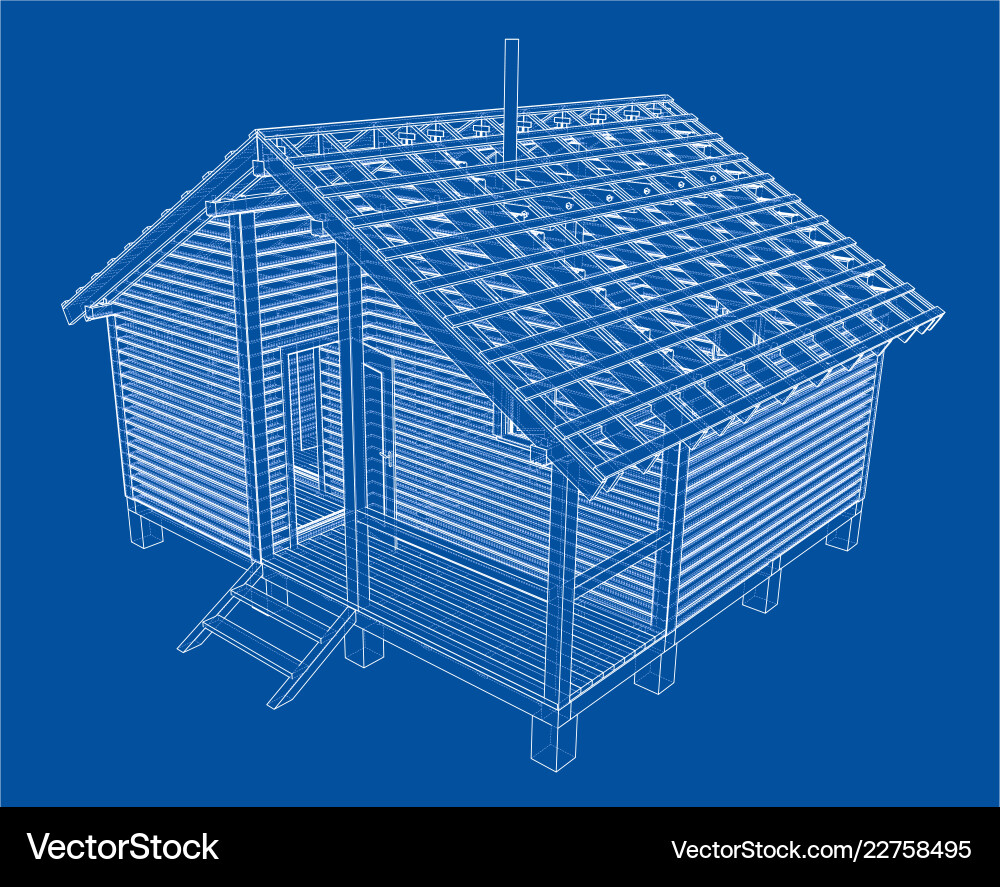 Sketch of small house rendering 3d Vector Image