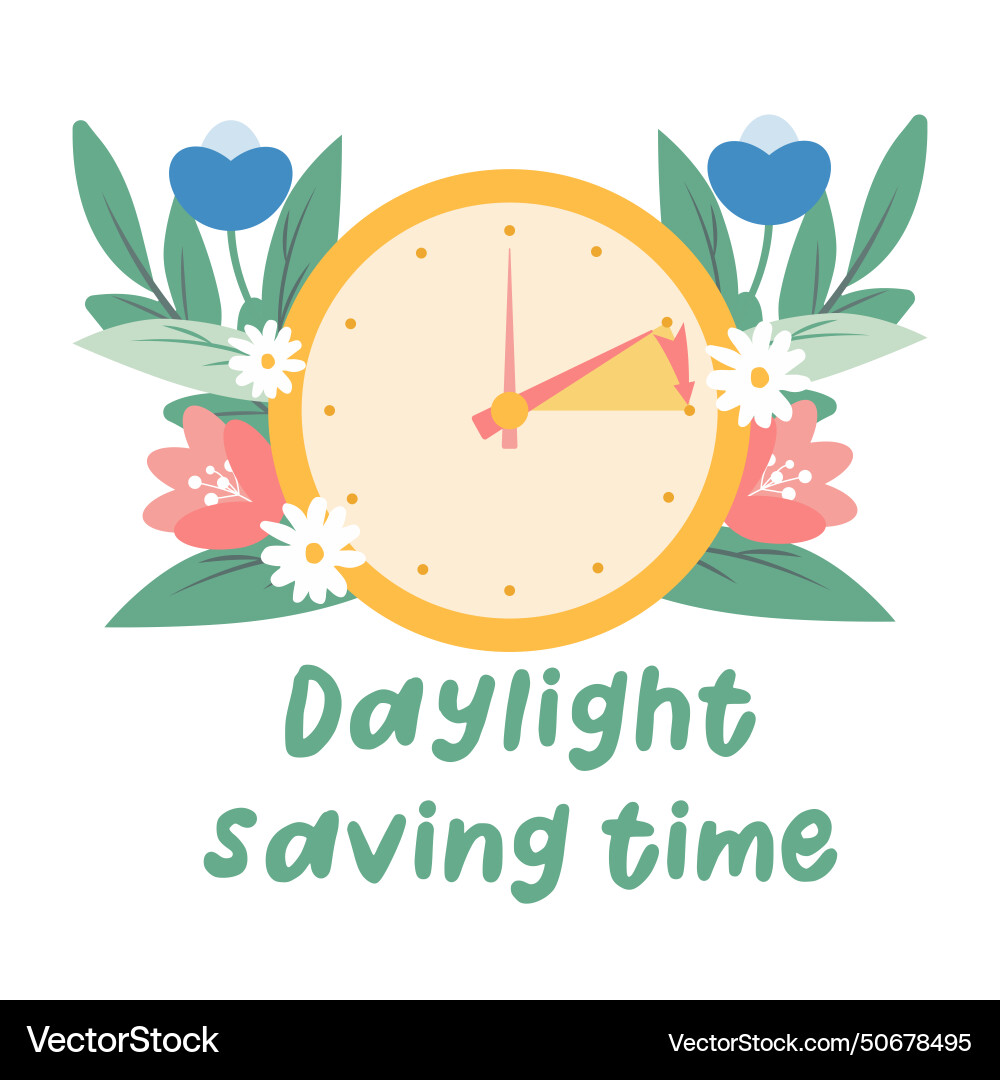 Spring forward concept in flat style change clock Vector Image
