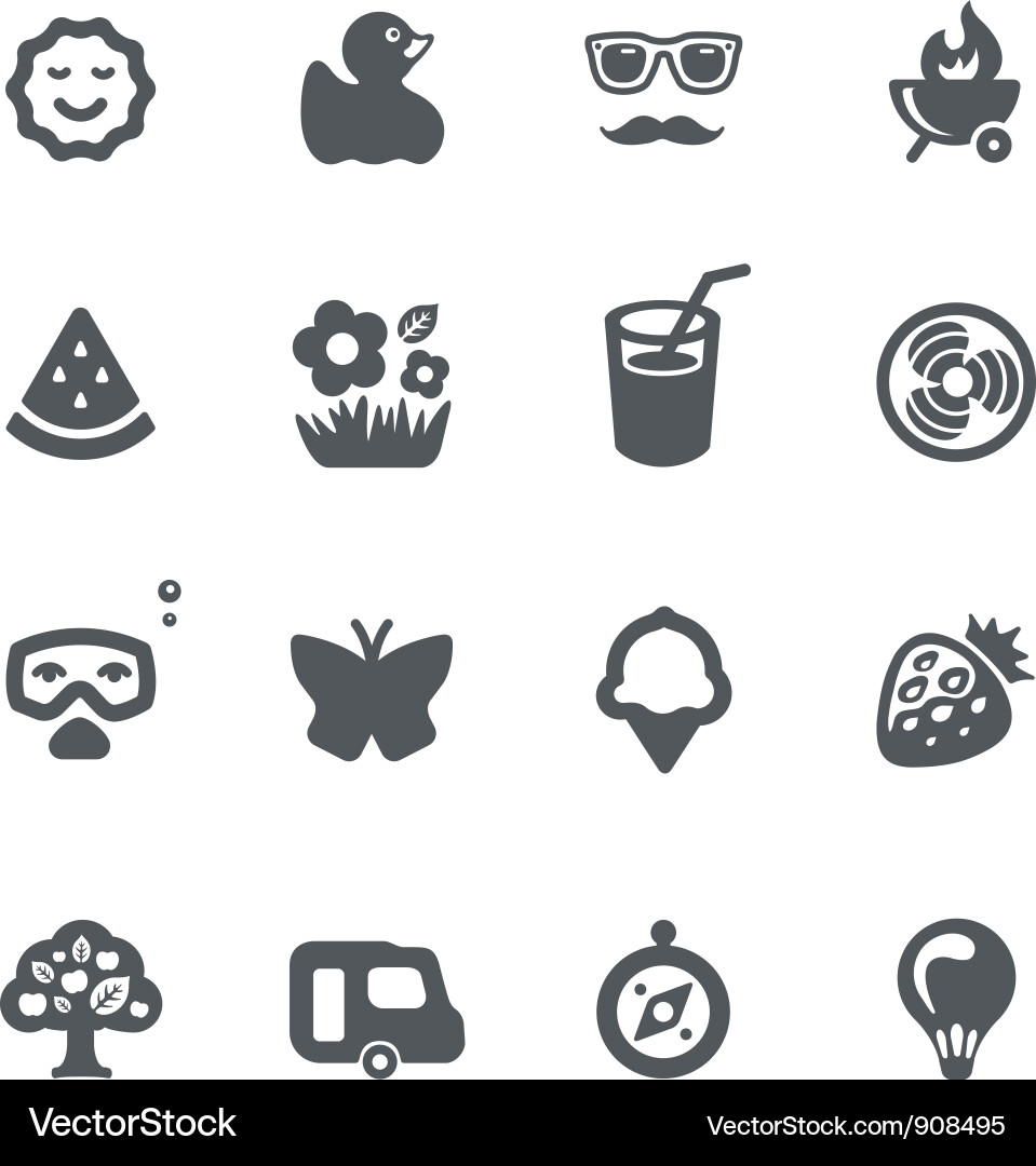 Summer Vacation Icon Collection Royalty Free Vector Image
