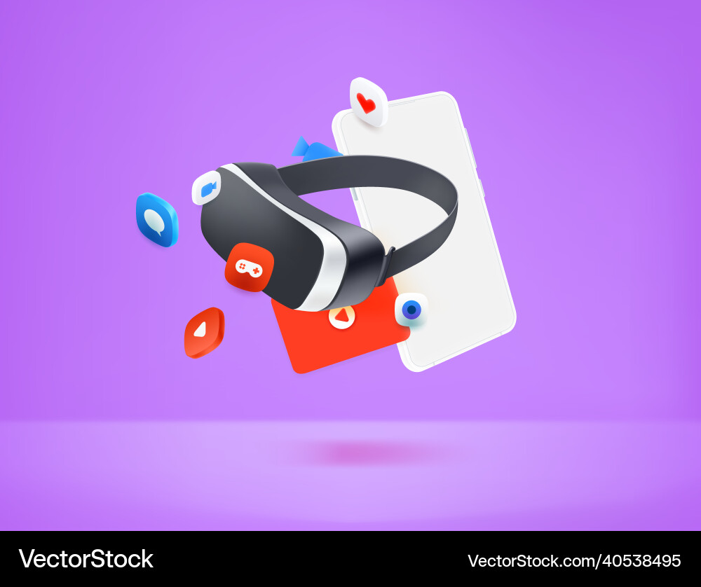 Using vr with modern smartphone realistic Using vr with modern smartphone realistic vector image