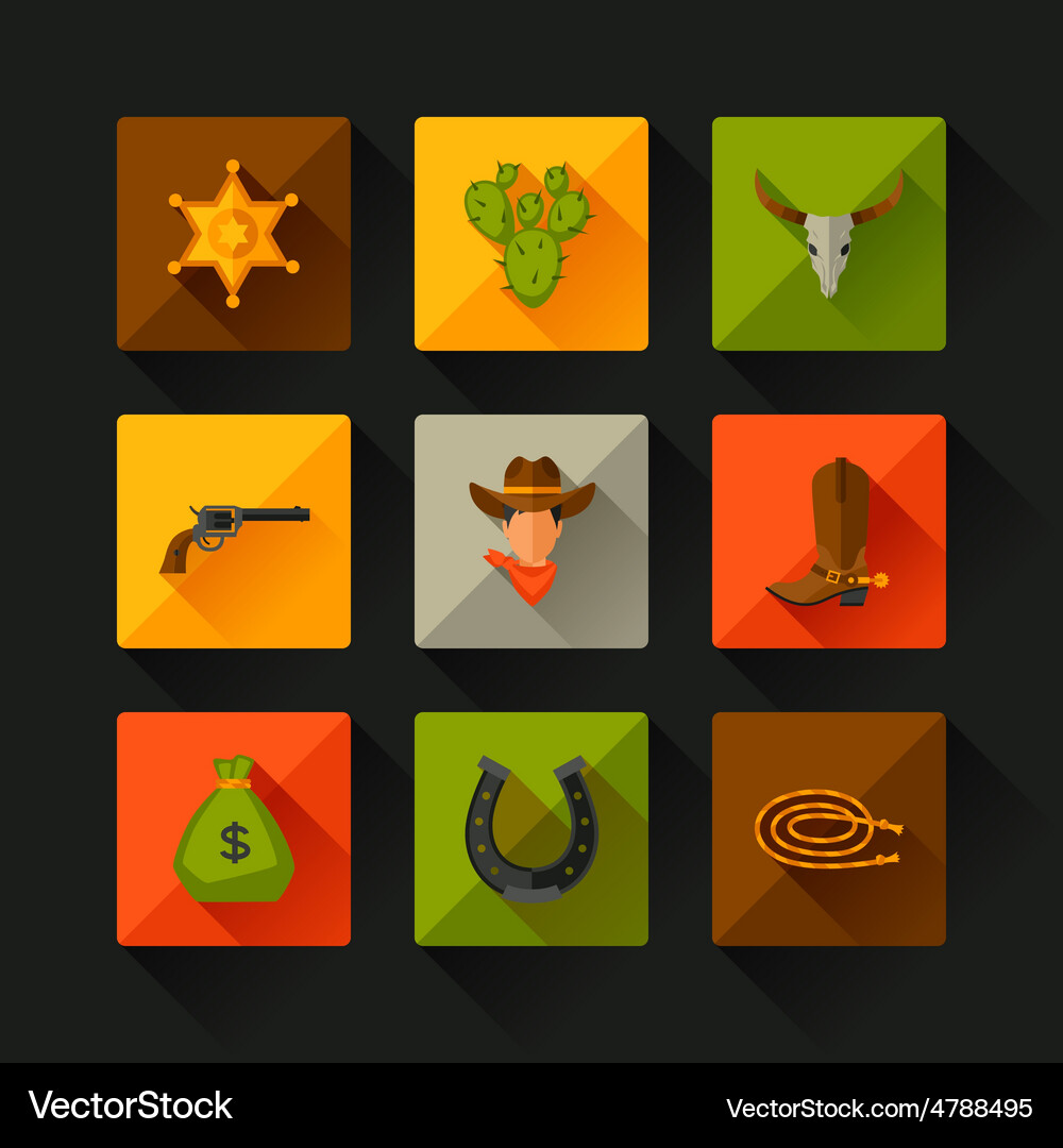 Wild west cowboy objects and design elements Vector Image