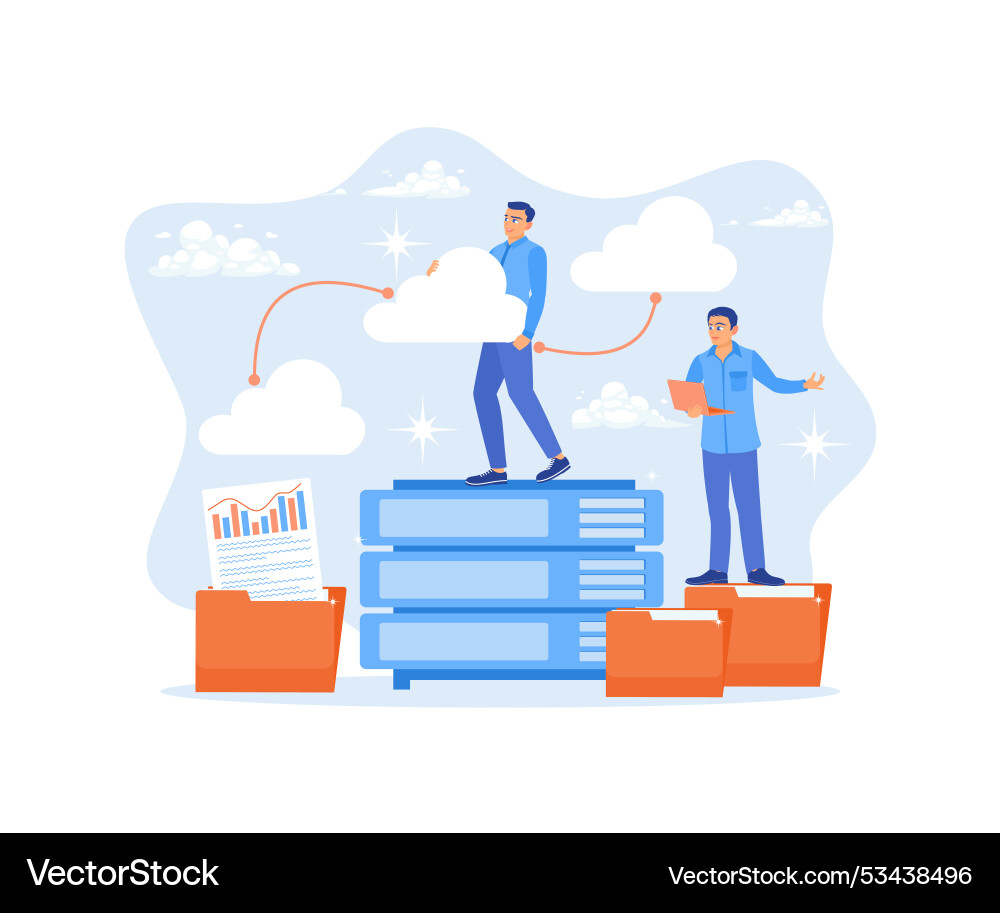 Business teams store data in databases server Vector Image