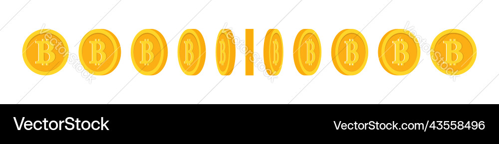 Coin rotate for animation game and ui flip vector image