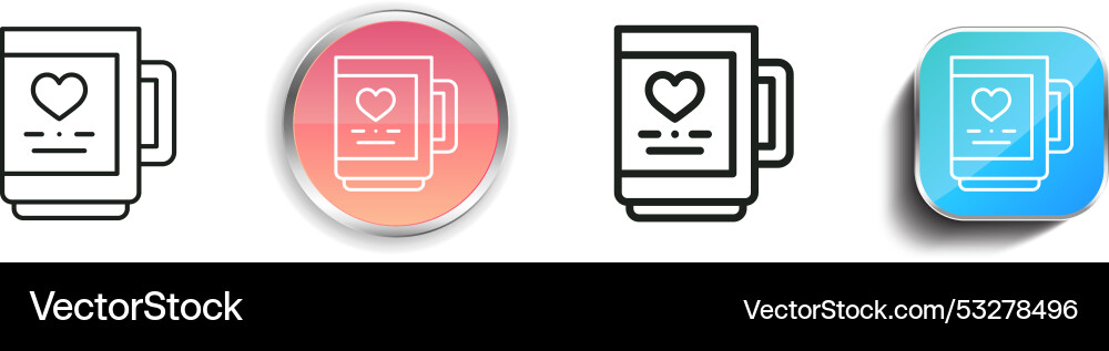 Cup icon thin linear regular and button style Cup icon thin linear regular and button style vector image