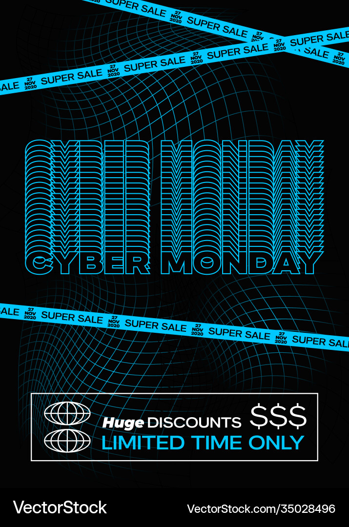 Cyber monday blue typography banner poster Cyber monday blue typography banner poster vektorbild