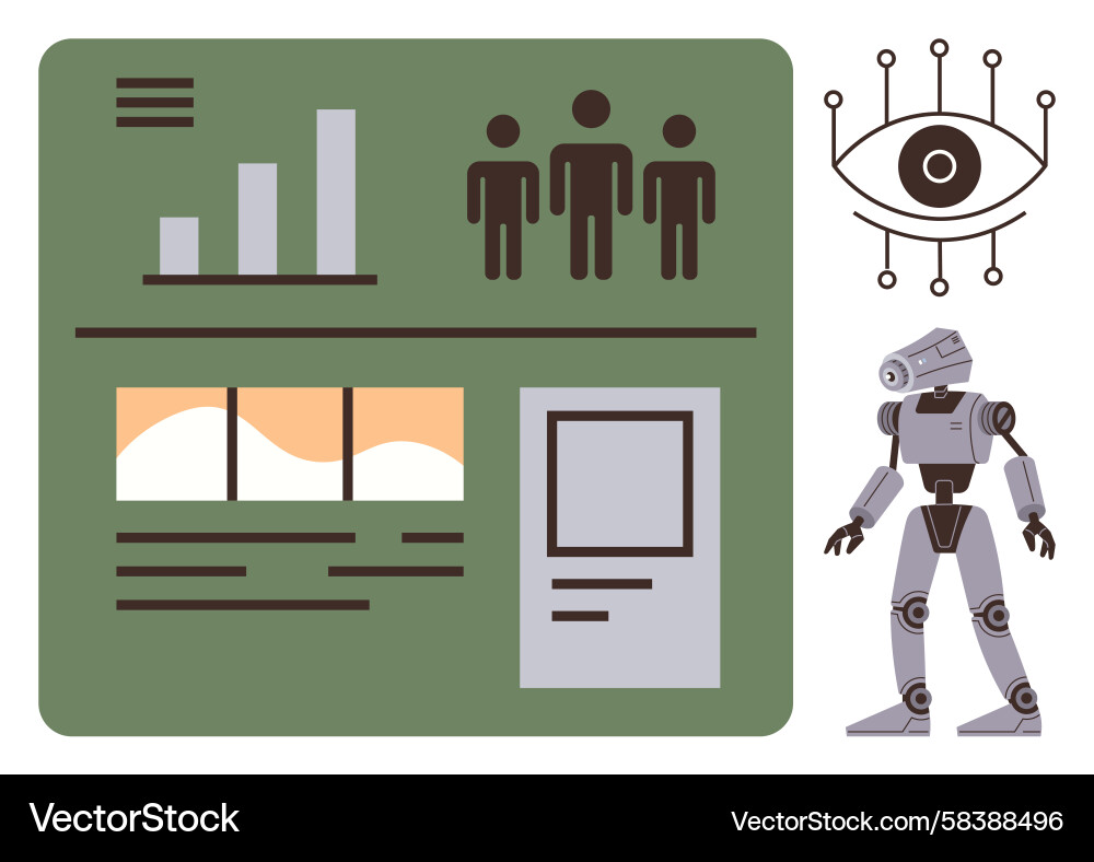 Data Analytics Robot Dashboard Vector Image
