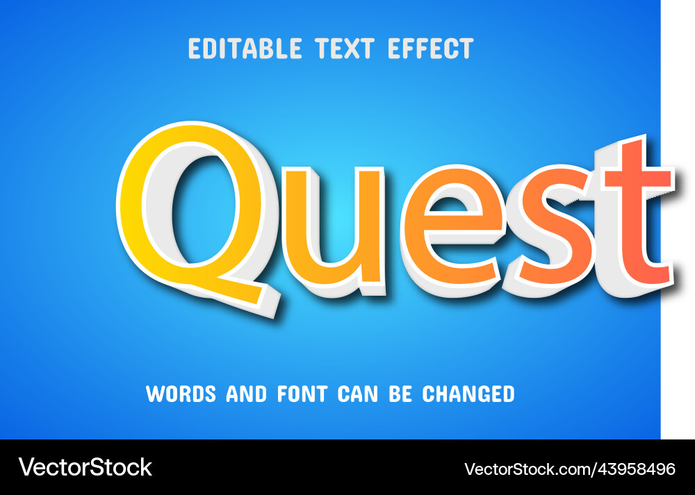 Editable Text Effect - Quest Style vector image