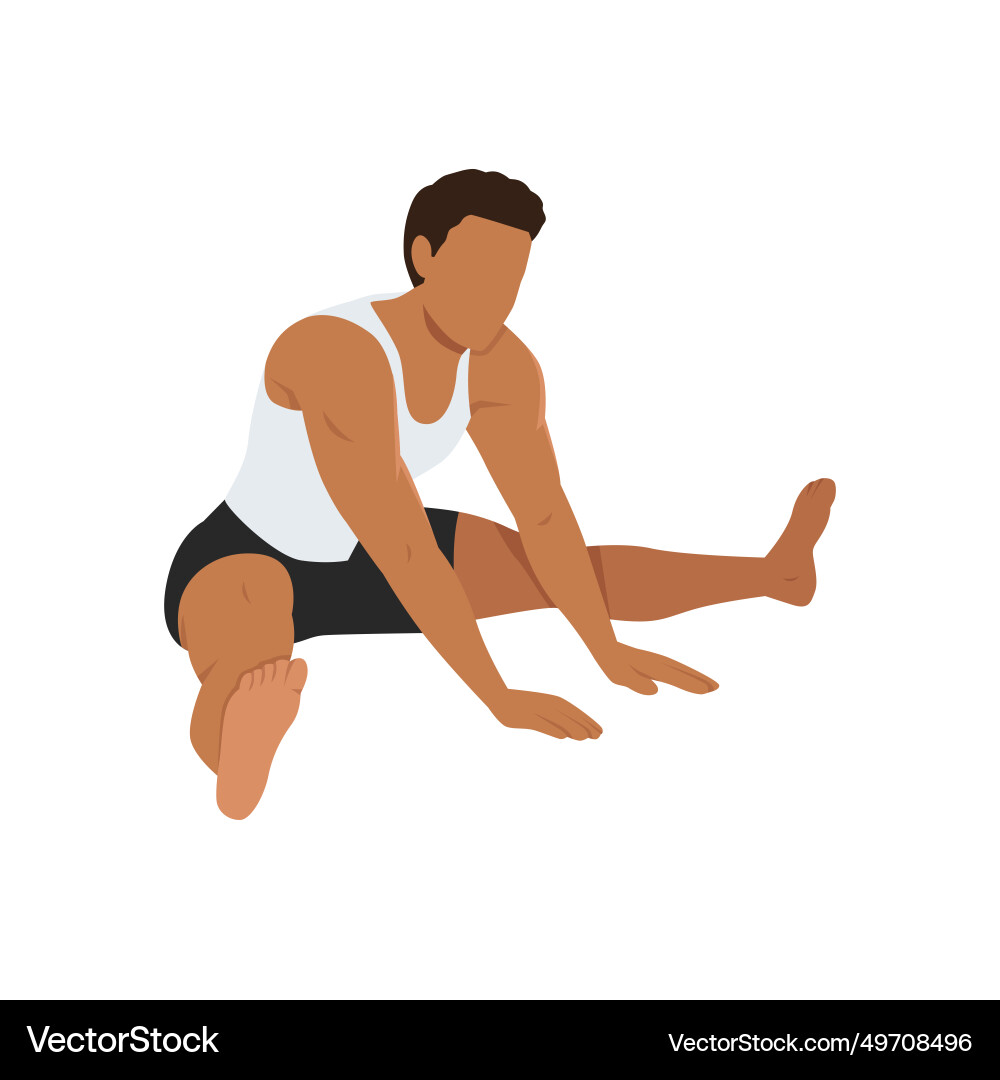 Man doing wide legged seated forward lean stretch Man doing wide legged seated forward lean stretch vector image