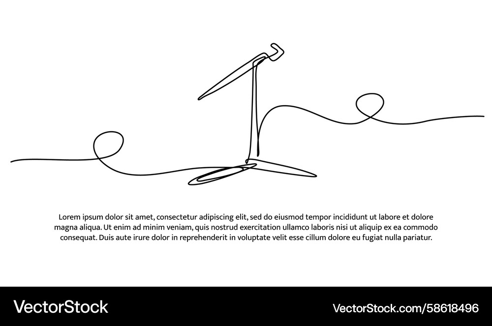 One line of mic stand abstract minimal continuous One line of mic stand abstract minimal continuous Vector Image