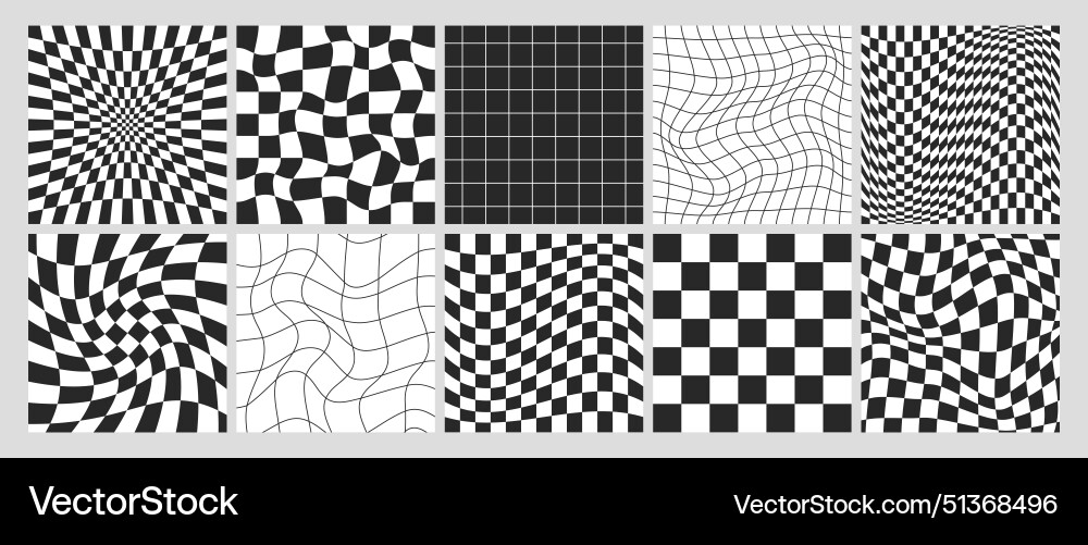 Psychedelic Checkerboard - Distorted Grid vector image
