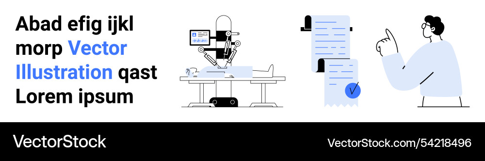 Robotic surgeon operating table document review vector image