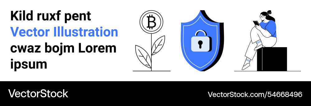 Secure digital transactions concept with bitcoin Secure digital transactions concept with bitcoin vector image