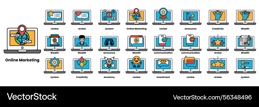 Set of in the concept computers and business Set of in the concept computers and business vector image