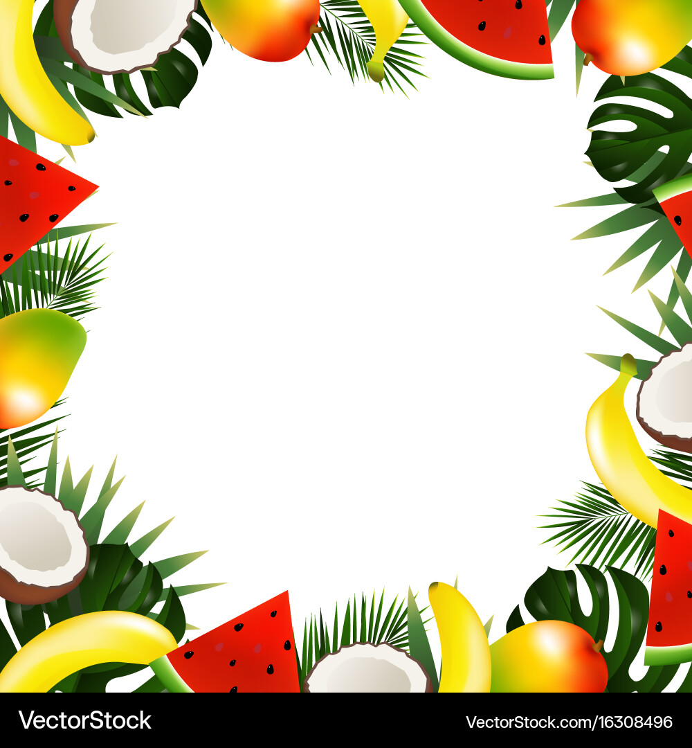 Tropical fruit frame Royalty Free Vector Image