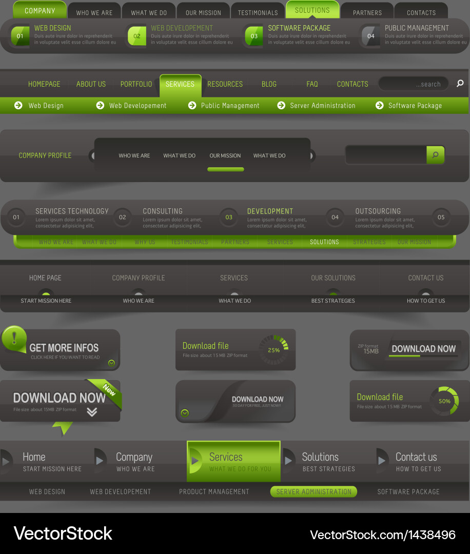 Website Navigation Buttons & Icons vector image