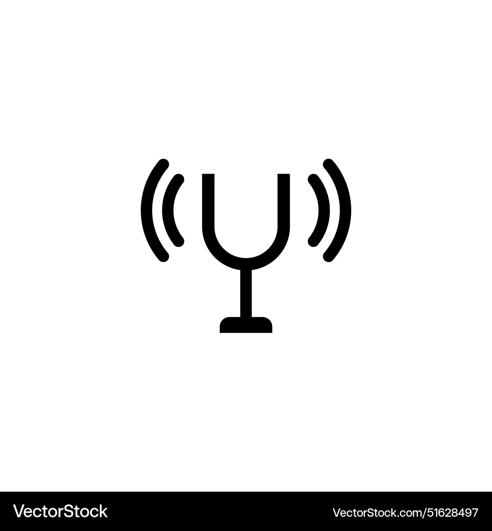 Black icon of a tuning fork with sound waves Black icon of a tuning fork with sound waves vector image