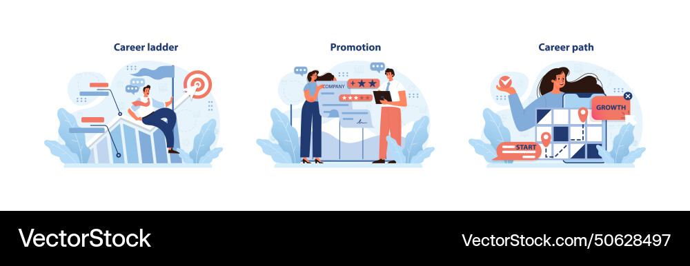 Career progression set displaying climbing Career progression set displaying climbing vector image