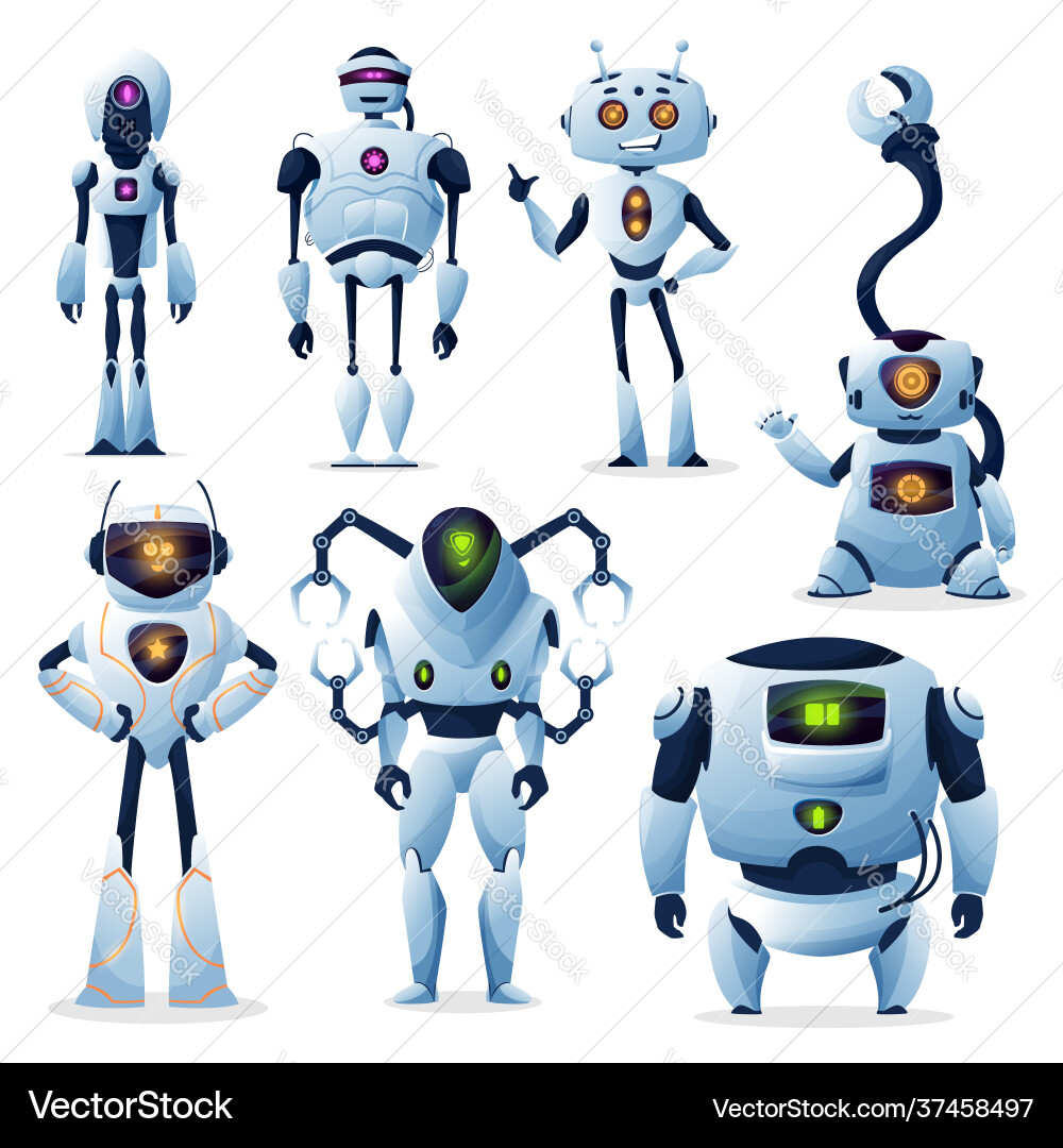 Cartoon robots cyborgs and android bots Cartoon robots cyborgs and android bots vector image