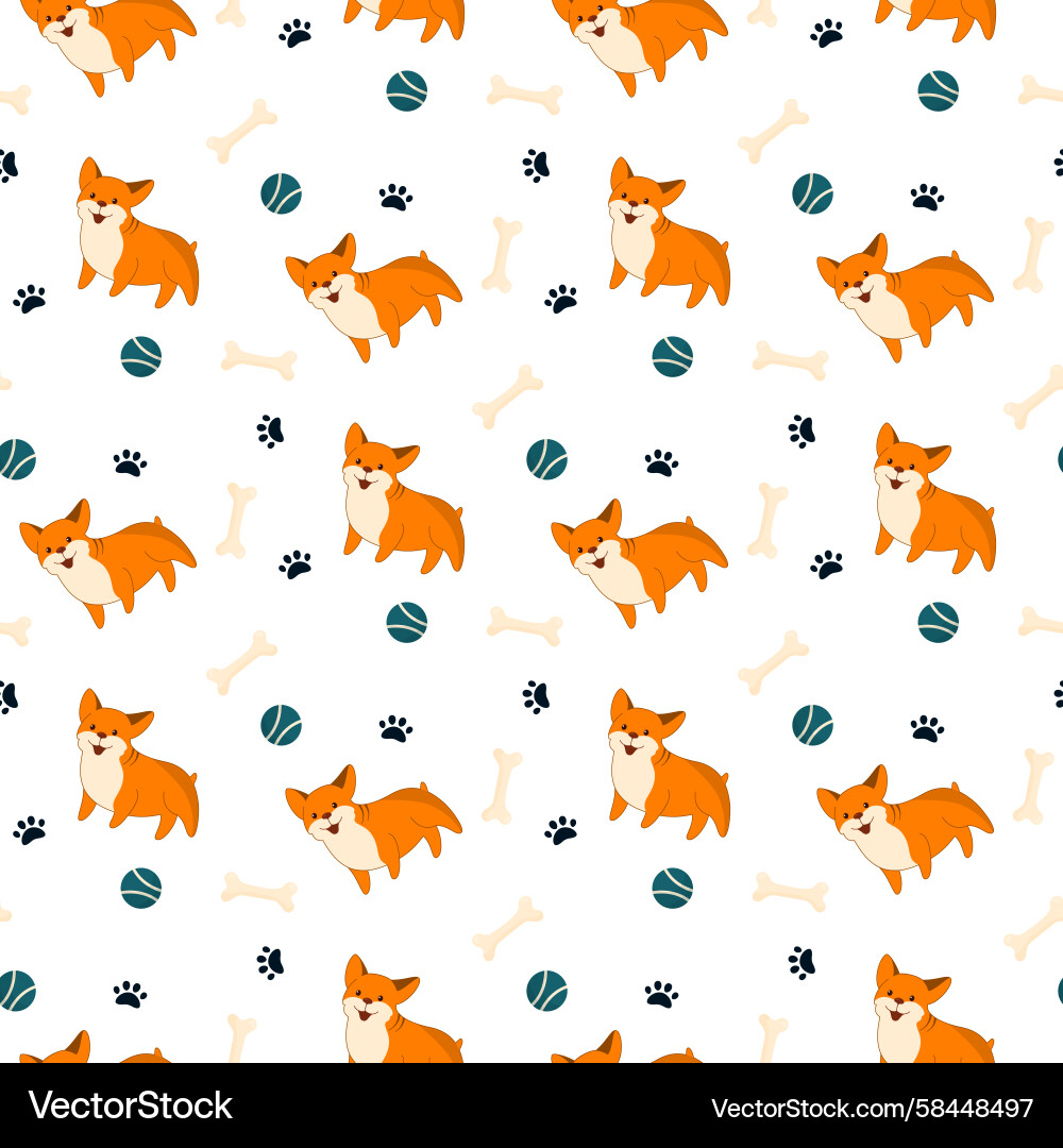 Corgi Paw Print Pattern Vector Image