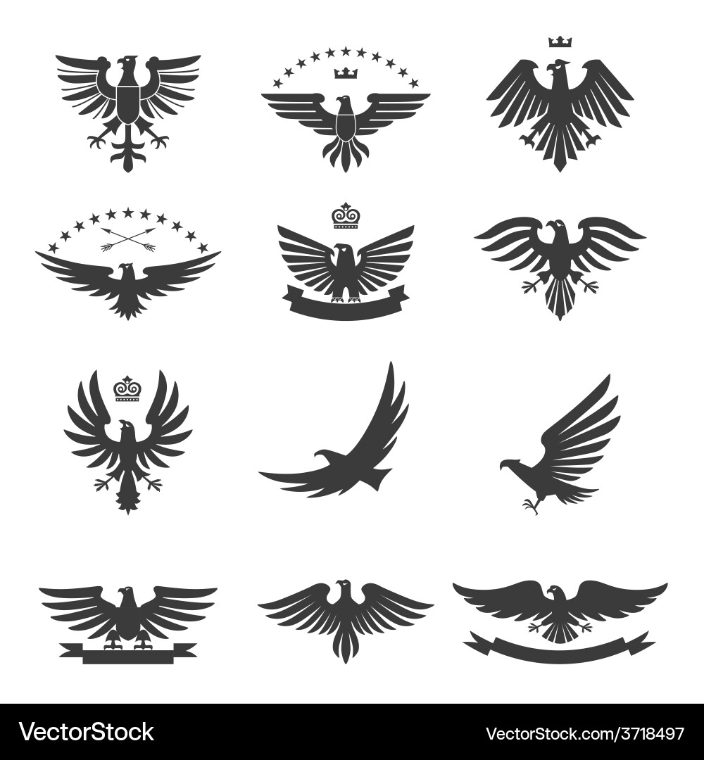 Eagles set black Royalty Free Vector Image - VectorStock