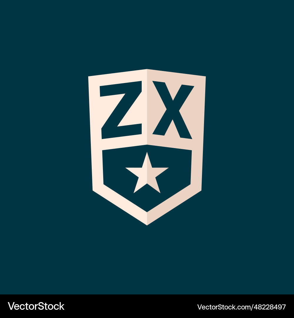 Initial zx logo star shield symbol with simple – Royalty-Free