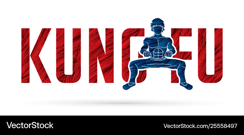 Kung fu action designed with text font Kung fu action designed with text font vector image
