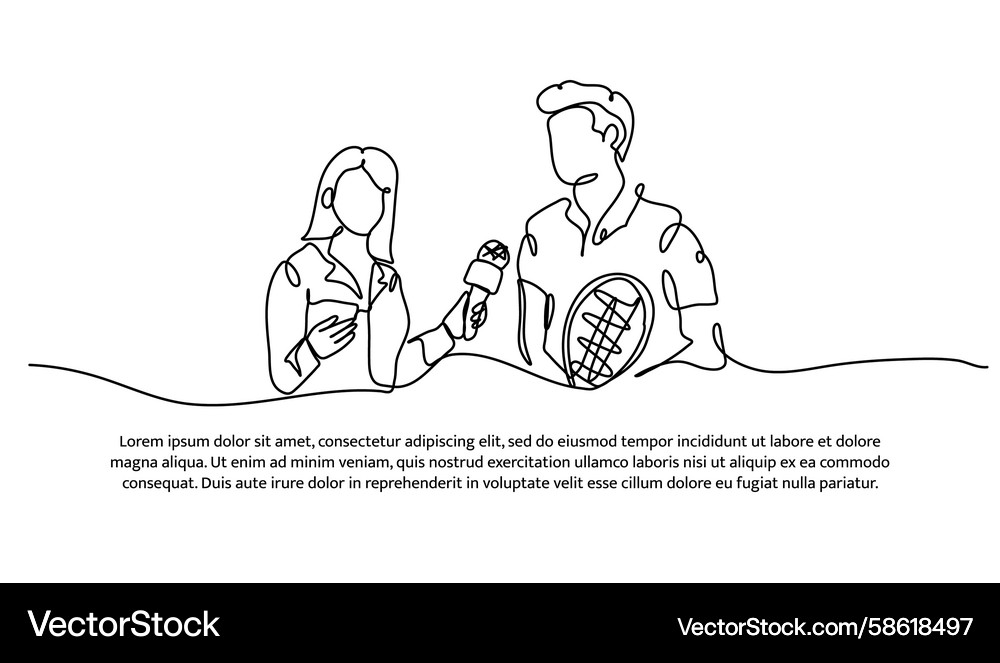 One line of reporter interviewing abstract Vector Image