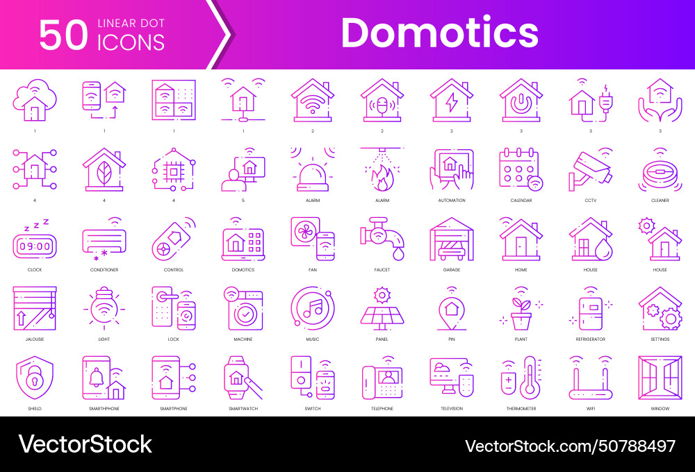 Set of domotics icons gradient style icon bundle Set of domotics icons gradient style icon bundle vector image