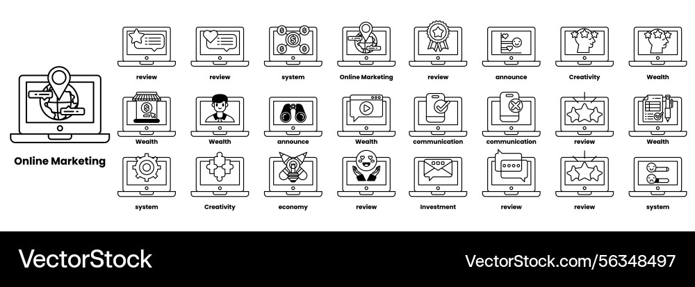 Set of in the concept computers and business Set of in the concept computers and business Vector Image