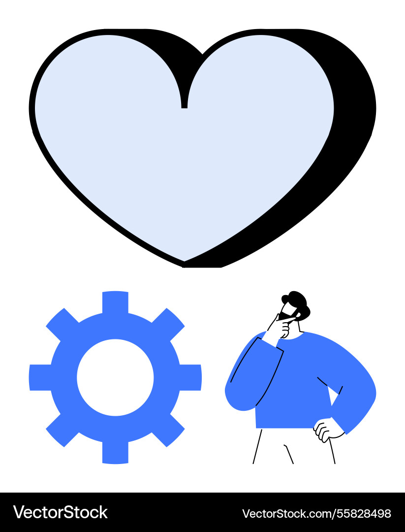 Concept of balancing emotions and logic through Concept of balancing emotions and logic through vector image