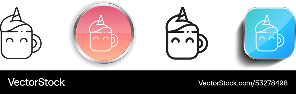 Cup icon thin linear regular and button style Cup icon thin linear regular and button style vector image