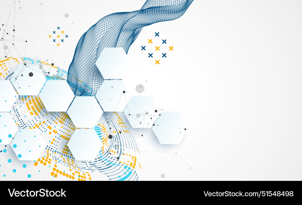 Halftone theme with wireframe wave science Halftone theme with wireframe wave science vector image