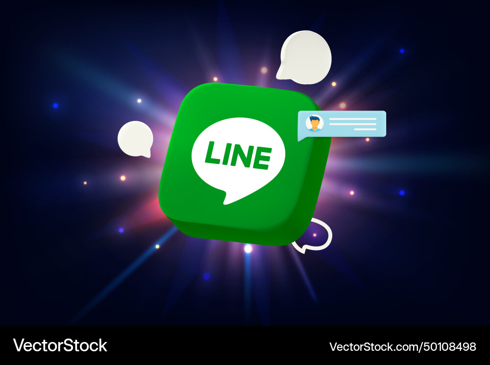 Line app 3d icon with different speech clouds Line app 3d icon with different speech clouds vector image