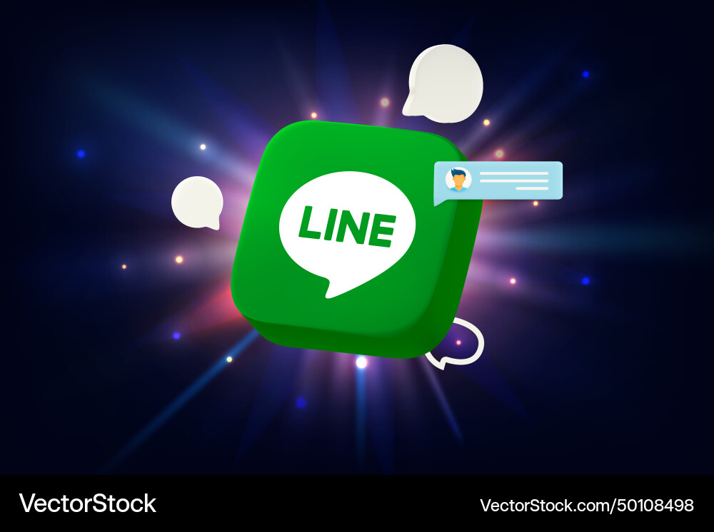 Line app 3d icon with different speech clouds vector image