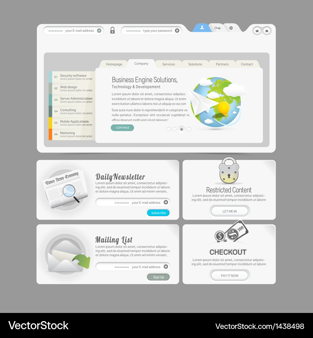 Menu Element Icons - Website Template vector image