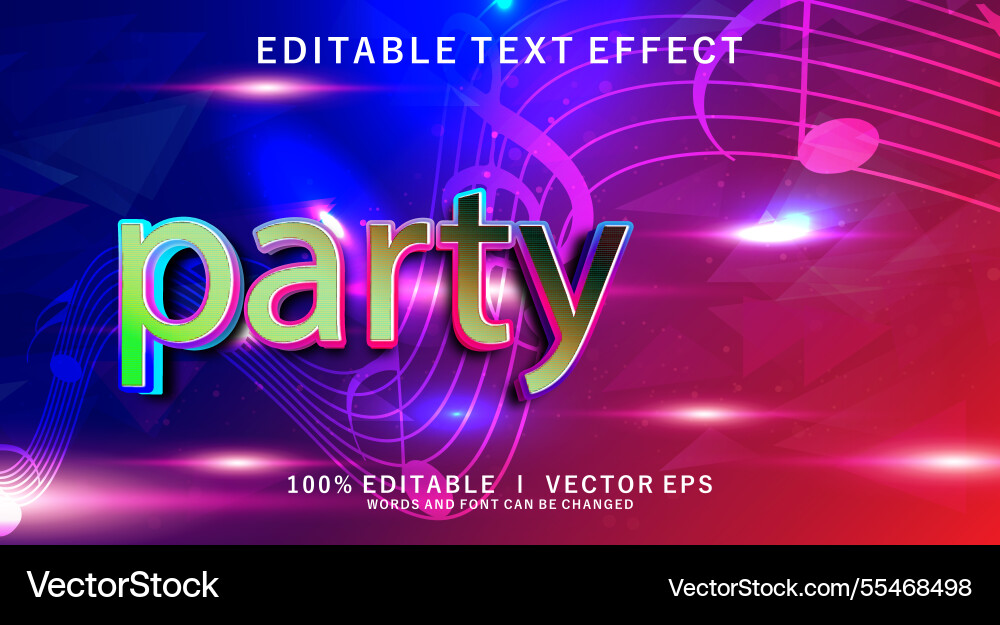 Party 3d text effect with modern style design Party 3d text effect with modern style design vector image