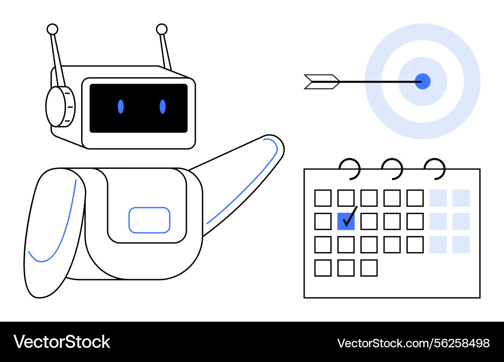 Robot planning tasks with calendar and achieving Robot planning tasks with calendar and achieving Vector Image