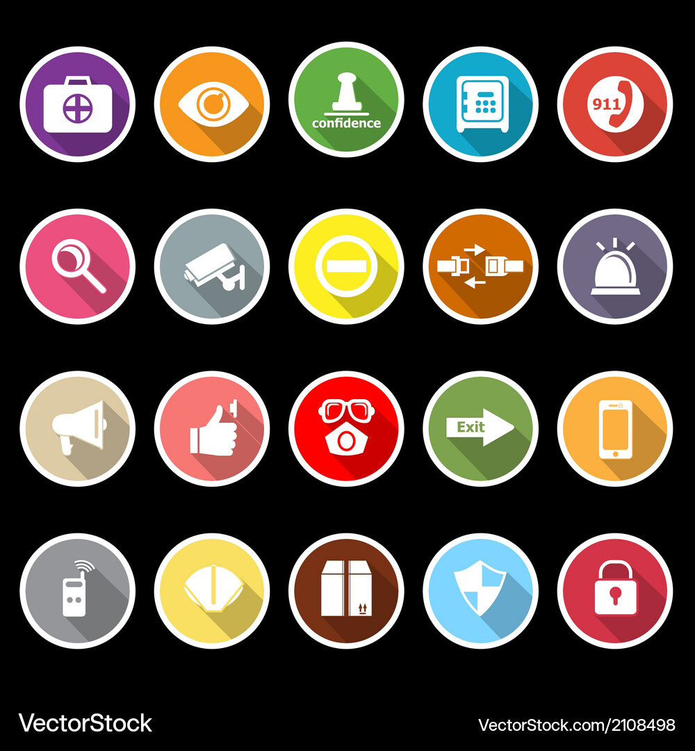 Security Icon Set - Long Shadow Vector Image