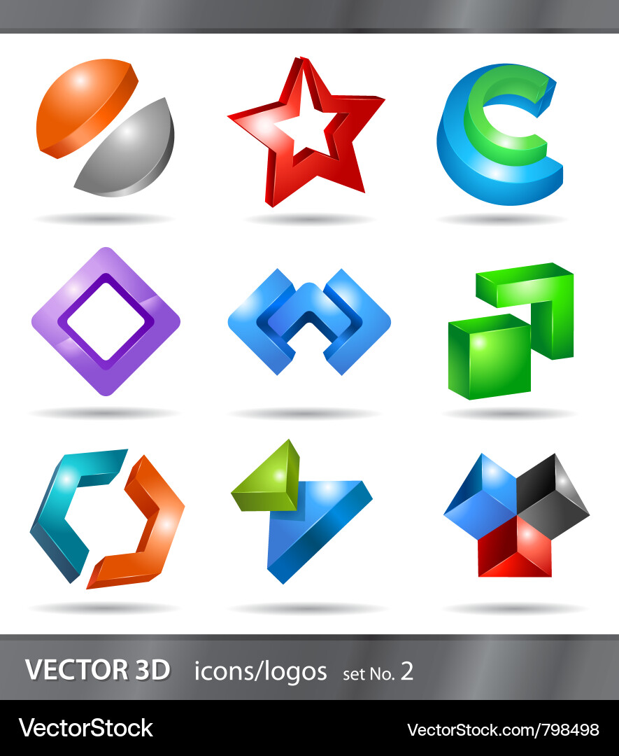 Set of 3d icons or logos Vector Image