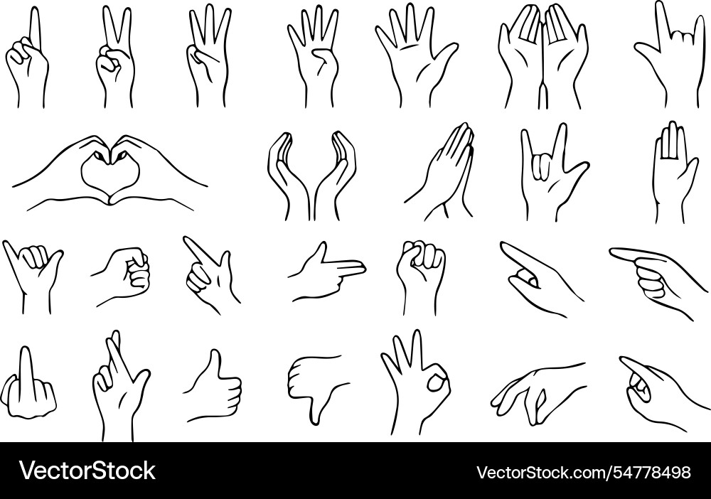 Set of various signs using hands Vector Image