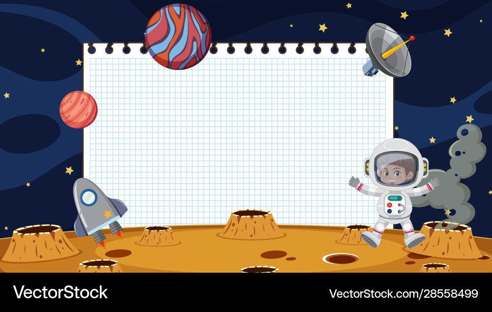 Border template with planets in space Border template with planets in space Vector Image