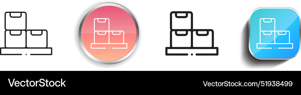 Boxes icon thin linear regular and button style vector image