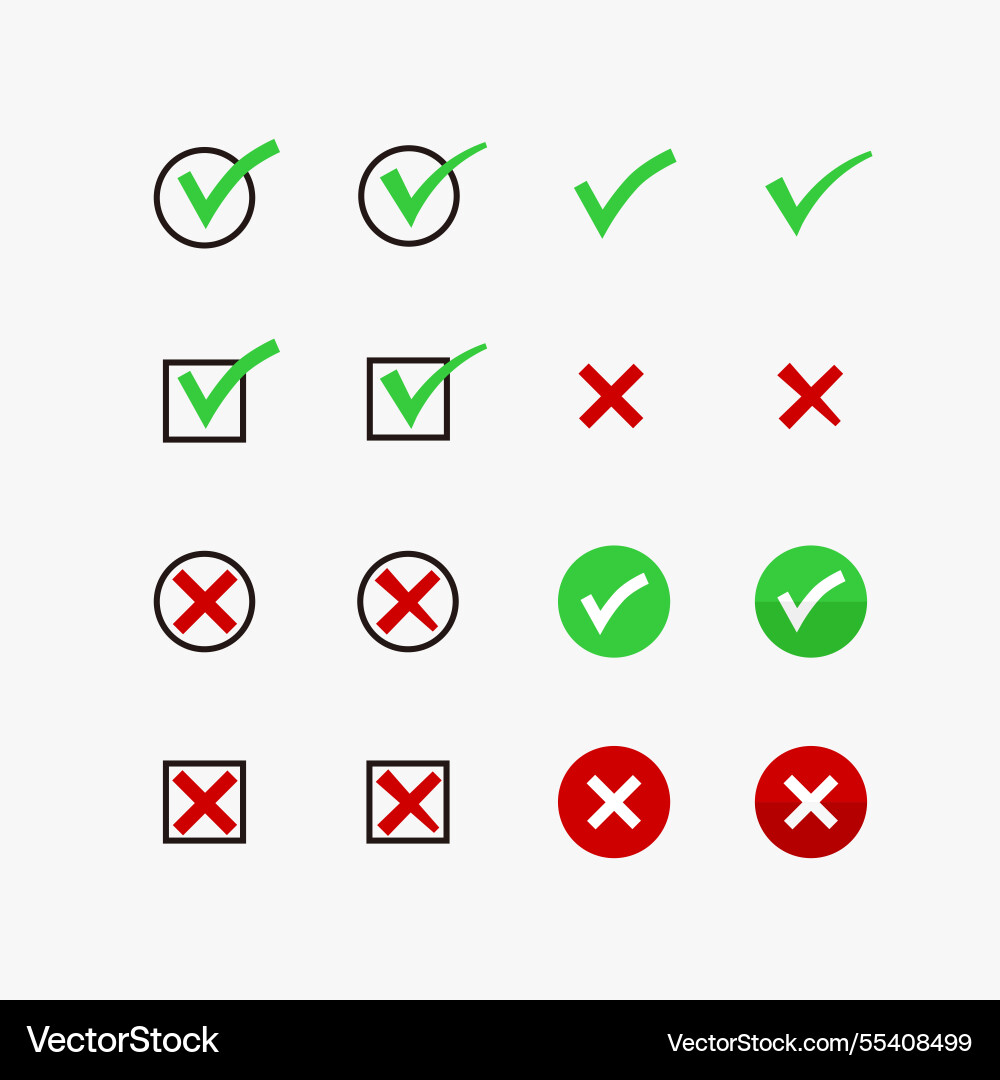 Check and cross mark icon set vector image