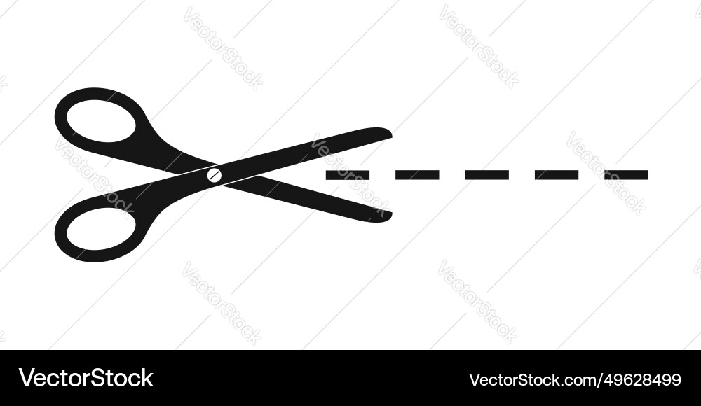 Cut here icon scissors with dashed line crop Cut here icon scissors with dashed line crop vector image